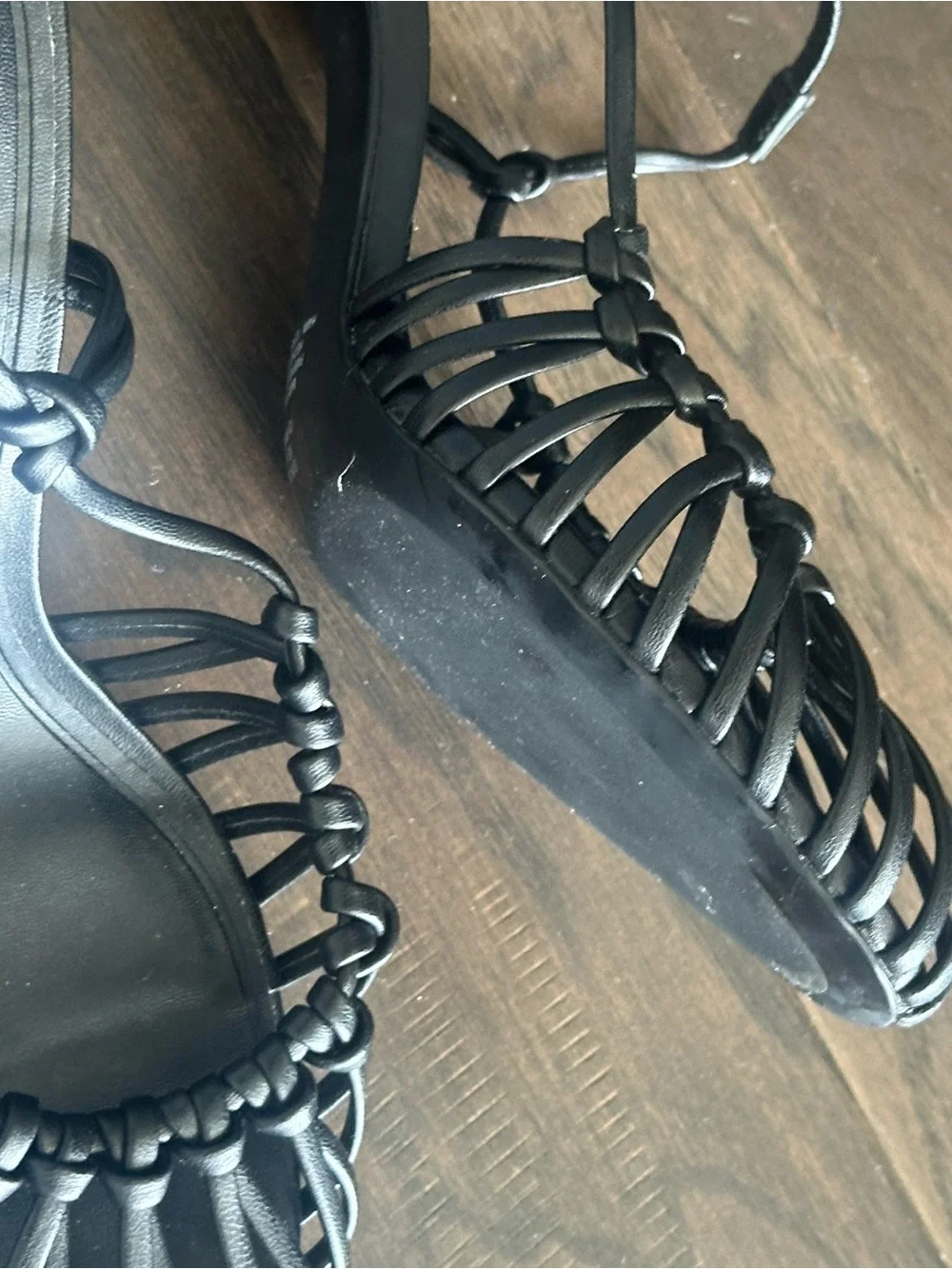 H&M Black Knotted Cage High-Heel Sandals